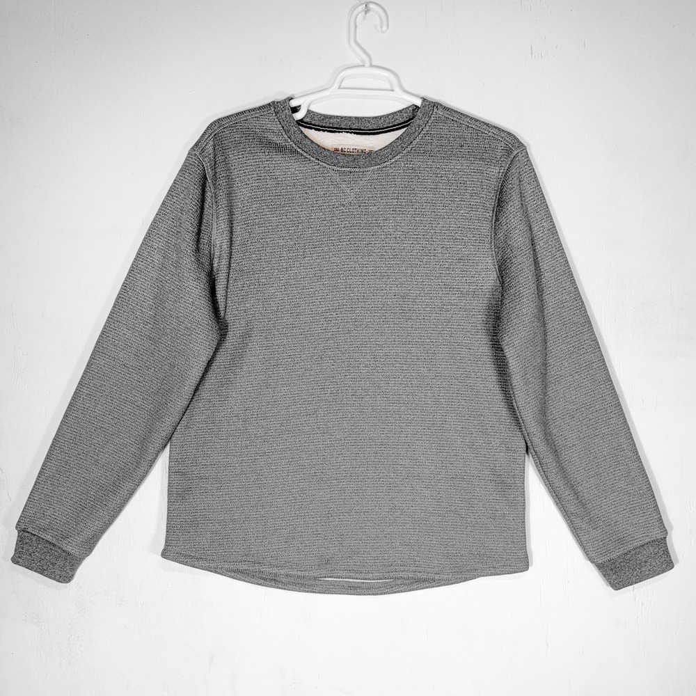 BC Clothing Heritage Sherpa Lined Waffle Knit Thermal Top Mens L Sweatshirt